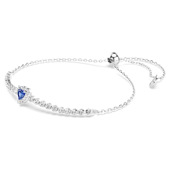 Bracelet One, Tailles variées, Cœur, Bleu, Métal rhodié - Swarovski, 5743019