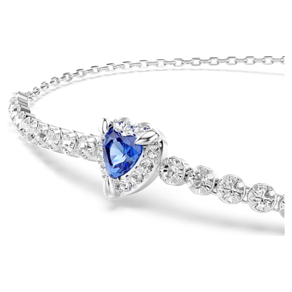 One karkötő, Vegyes metszés, Szív, Kék, Ródium bevonattal - Swarovski, 5743019