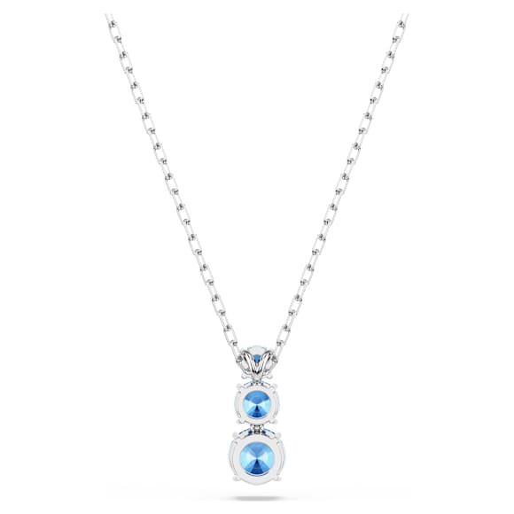 Stilla Attract pendant, Round cut, Blue, Rhodium plated - Swarovski, 5743022