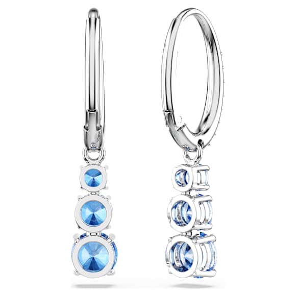 Pendientes de aro Stilla Attract, Talla redonda, Pavé, Azules, Baño de rodio - Swarovski, 5743023