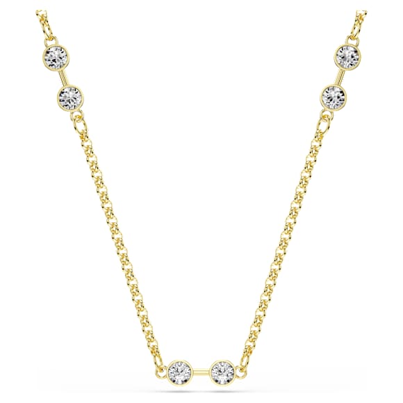 Swarovski Remix 項鏈, 圓形切割, 白色, 鍍金色色調 - Swarovski, 5743027