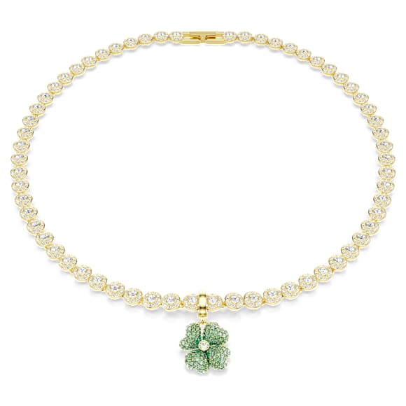 Charm Idyllia, Trevo de quatro folhas, Verde, Acabamento em ouro de 18 quilates - Swarovski, 5743130
