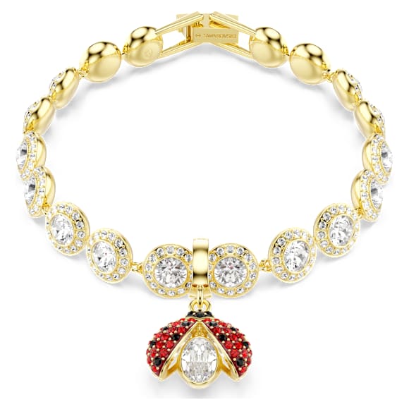 Idyllia charm, Mixed cuts, Ladybird, Red, 18K gold finish - Swarovski, 5743138