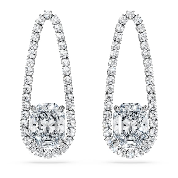 Octagon Tennis earrings, Lab-grown diamonds 7.95 ct tw, Mixed shapes, 18K white gold - Swarovski, 5743353