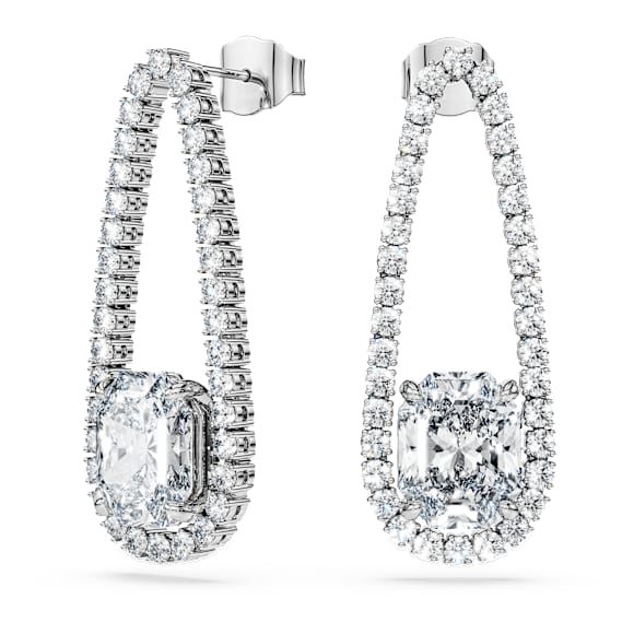 Octagon Tennis earrings, Lab-grown diamonds 7.95 ct tw, Mixed shapes, 18K white gold - Swarovski, 5743353