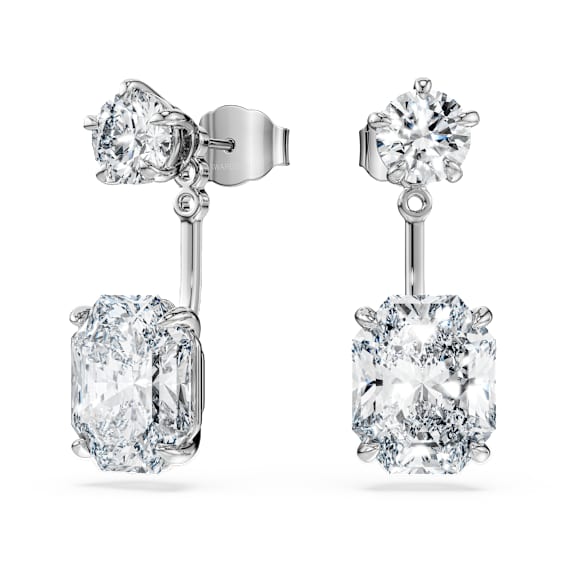 Octagon 耳托耳环, 总重 9.65 克拉培育钻石, 混合造型, 18K 金（白色) - Swarovski, 5743354