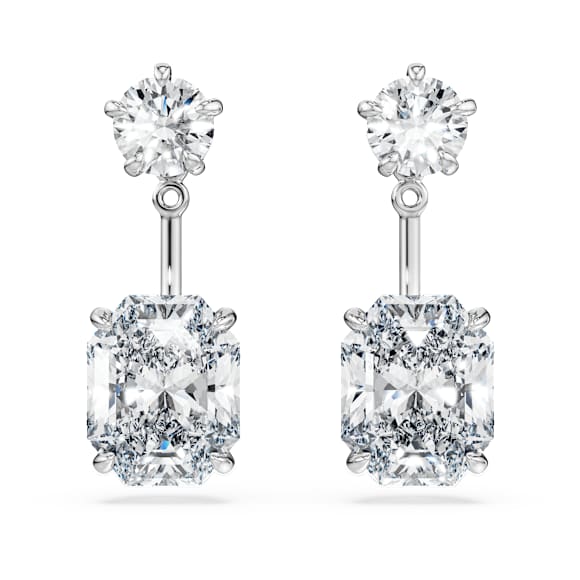 Octagon earring jackets, Lab-grown diamonds 9.65 ct tw, Mixed shapes, 18K white gold - Swarovski, 5743354