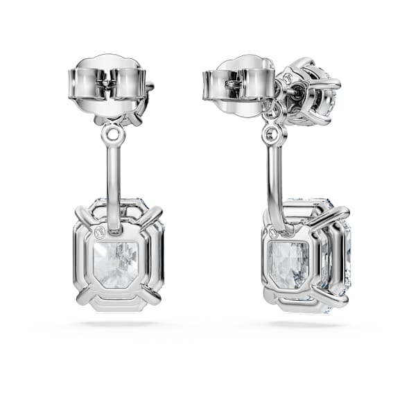Octagon 耳托耳环, 总重 9.65 克拉培育钻石, 混合造型, 18K 金（白色) - Swarovski, 5743354