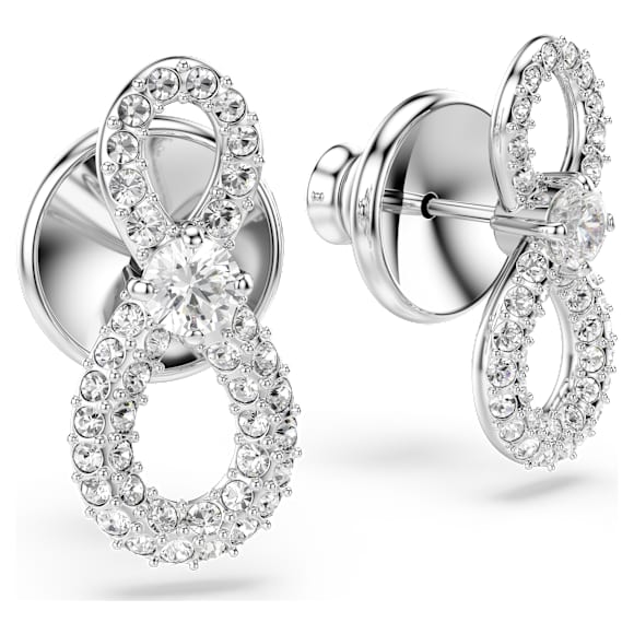 Hyperbola Ohrstecker, Rundschliff, Pavé, Unendlichkeit, Weiß, Rhodiniert - Swarovski, 5743380