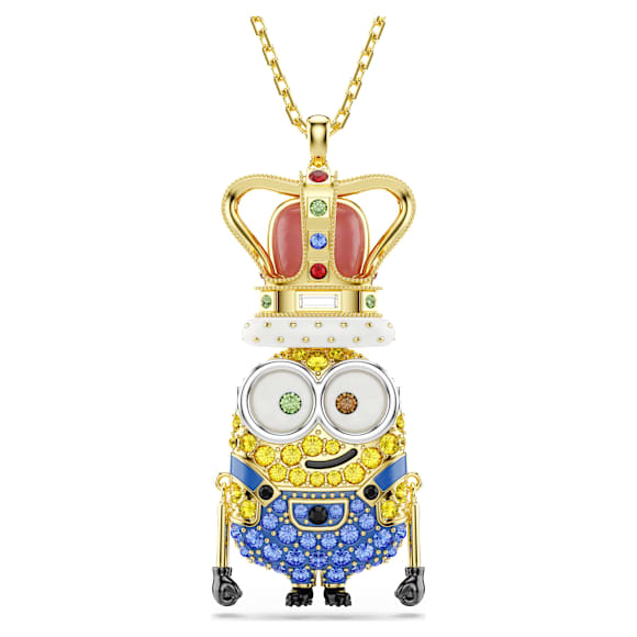 Minions King Bob pendant, Pavé, Multicolored, 18K gold finish - Swarovski, 5743385