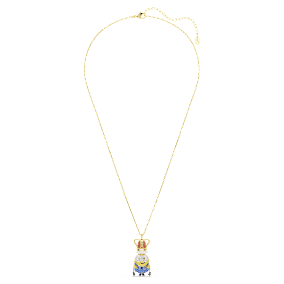 Wisiorek Minions King Bob, Oprawa brukowa, Różnokolorowy, Wykończenie z 18-karatowego złota - Swarovski, 5743385