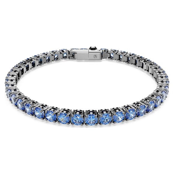 Bracelete Tennis Matrix, Lapidação redonda, Azul, Lacado a ruténio - Swarovski, 5743438