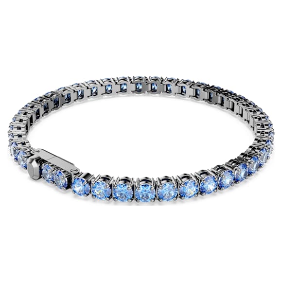 Bracelete Tennis Matrix, Lapidação redonda, Azul, Lacado a ruténio - Swarovski, 5743438
