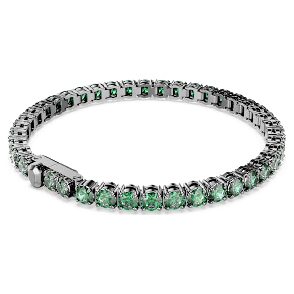 Matrix สร้อยข้อมือ Tennis, เจียระไนทรงกลม, เขียว, เคลือบรูทีเนียม - Swarovski, 5743445