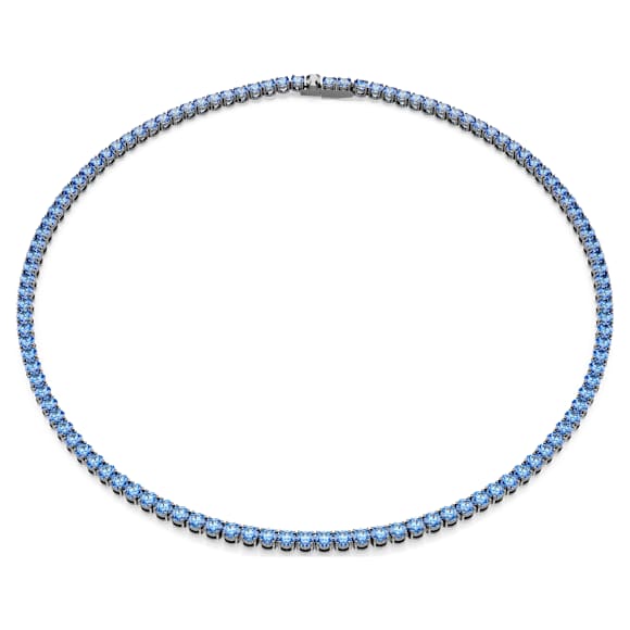 Colar Tennis Matrix, Lapidação redonda, Azul, Lacado a ruténio - Swarovski, 5743450
