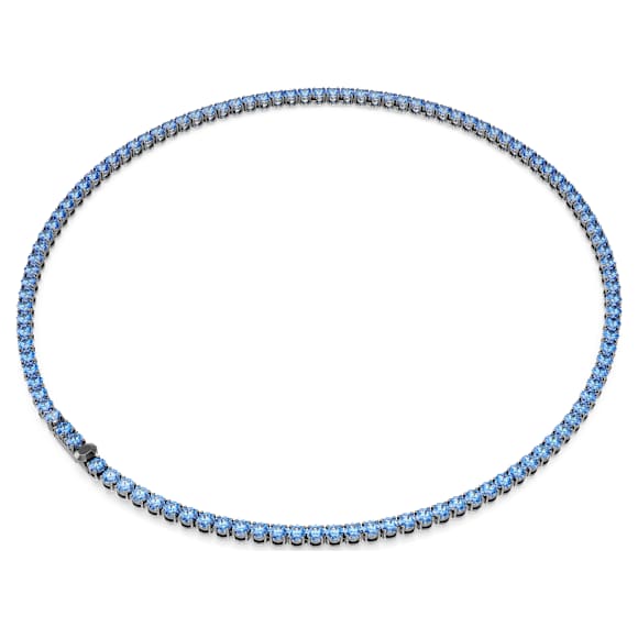 Colar Tennis Matrix, Lapidação redonda, Azul, Lacado a ruténio - Swarovski, 5743450