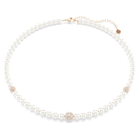 Colar Matrix, Crystal Pearl, Lapidação redonda, Branco, Acabamento em ouro rosa de 18 quilates - Swarovski, 5743457