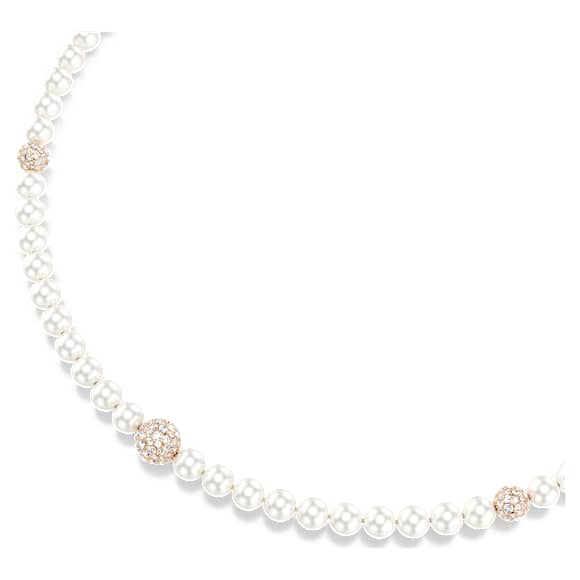 Matrix 項鏈, 水晶珍珠, 圓形切割, 白色, 鍍玫瑰金色調 - Swarovski, 5743457