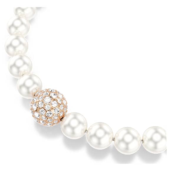 Matrix 手鏈, 水晶珍珠, 圓形切割, 白色, 鍍金（玫瑰金色飾面） - Swarovski, 5743458