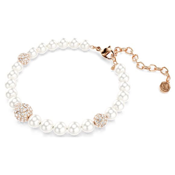 Matrix 브레이슬릿, 크리스털 펄, 라운드 컷, 화이트, 로즈골드 톤 플래팅 - Swarovski, 5743458
