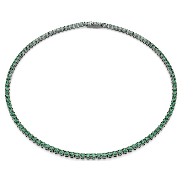 Matrix Tennis necklace, Round cut, Green, Ruthenium plated - Swarovski, 5743471