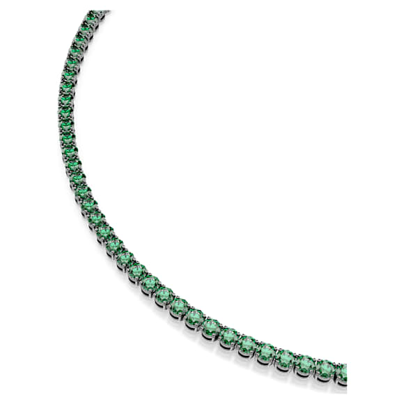 Matrix Tennis necklace, Round cut, Green, Ruthenium plated - Swarovski, 5743471