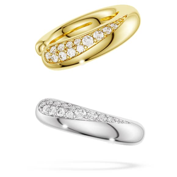 Swarovski Classica 이어 커프, 라운드 컷, 화이트, 스털링 실버, 18k 골드 피니시 - Swarovski, 5743473