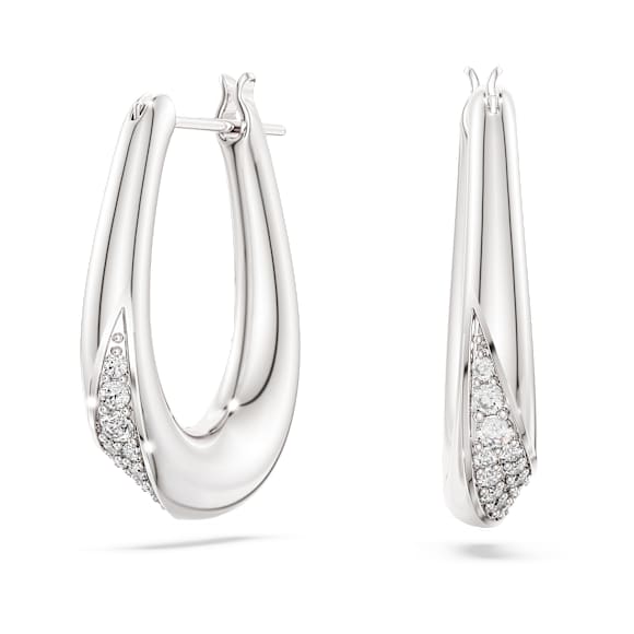 Swarovski Classica 大圈耳環, 圓形切割, 細碼, 白色, 925 銀 - Swarovski, 5743474
