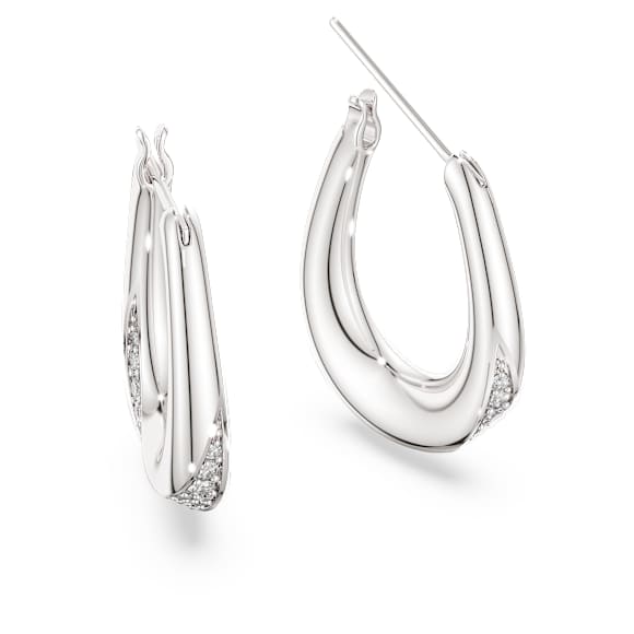 Swarovski Classica 大圈耳環, 圓形切割, 細碼, 白色, 925 銀 - Swarovski, 5743474