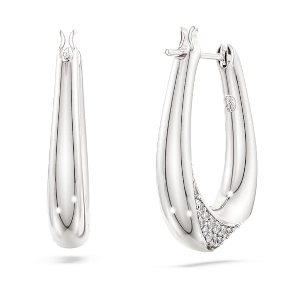 Swarovski Classica 大圈耳環, 圓形切割, 細碼, 白色, 925 銀 - Swarovski, 5743474