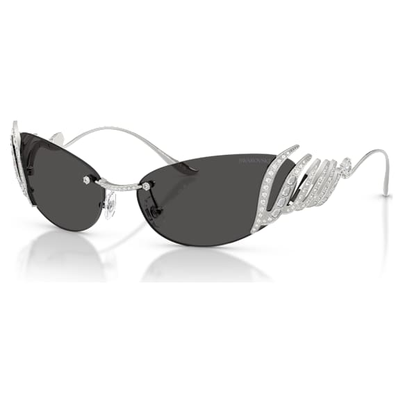 新品未使用　Swarovski シルバー キャットアイサングラス ケース付き サングラス, キャッツアイシェイプ, スワン, シルバー系 | Swarovski