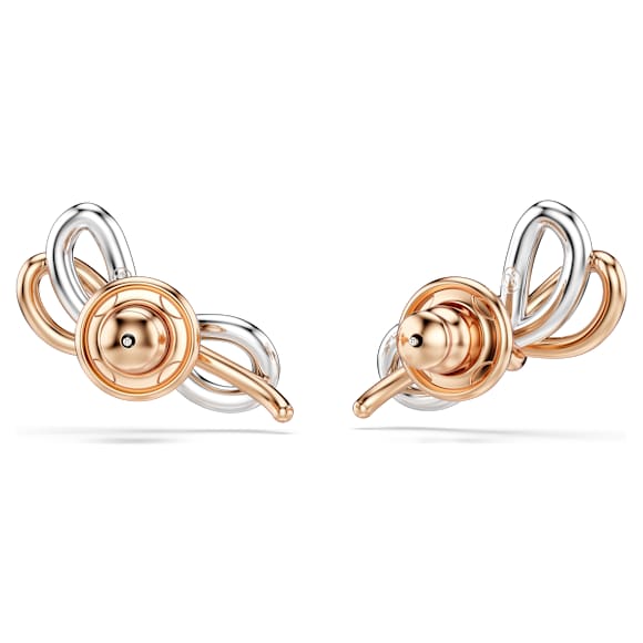 Pendientes de botón Lifelong, Pavé, Lazo, Blancos, Combinación de acabados metálicos - Swarovski, 5743574