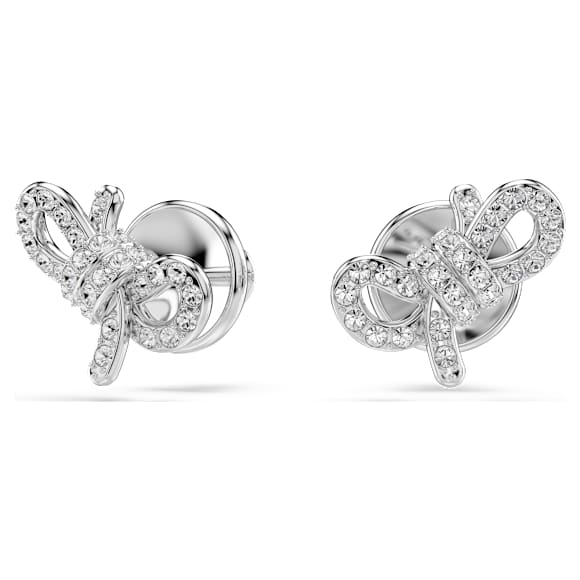Clous d'oreilles Lifelong, Pavé, Nœud, Blanches, Métal rhodié - Swarovski, 5743575
