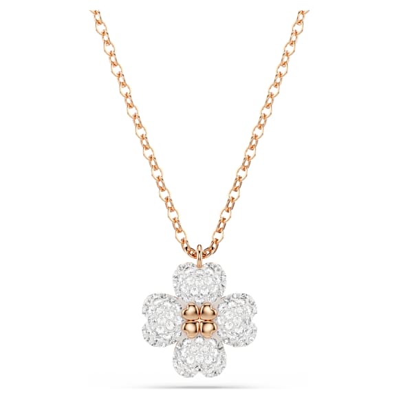 Latisha จี้สร้อยคอ, ฝังแบบพาเว่, ใบโคลเวอร์, หลากสี, ตกแต่งผิวด้วยโรสโกลด์ 18K - Swarovski, 5743576