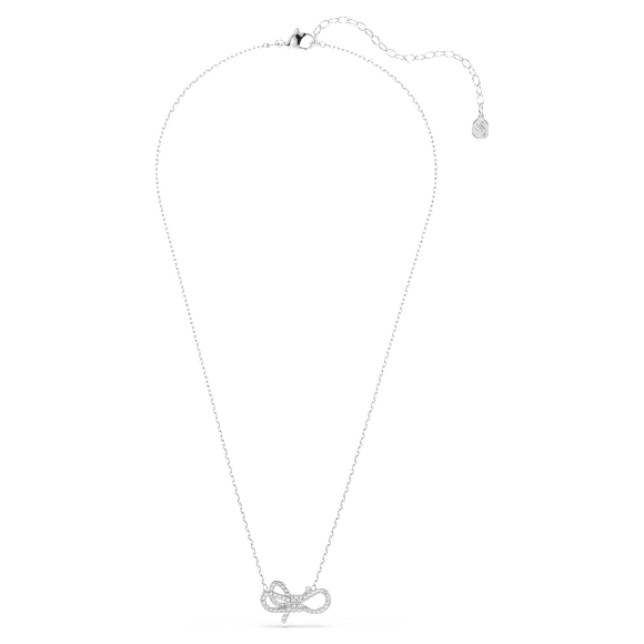 Pingente Lifelong, Pavé, Laço, Branco, Lacado a ródio - Swarovski, 5743577
