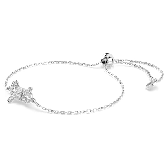 Náramek Lifelong, Pavé, Mašlička, Bílá, Pokoveno rhodiem - Swarovski, 5743578