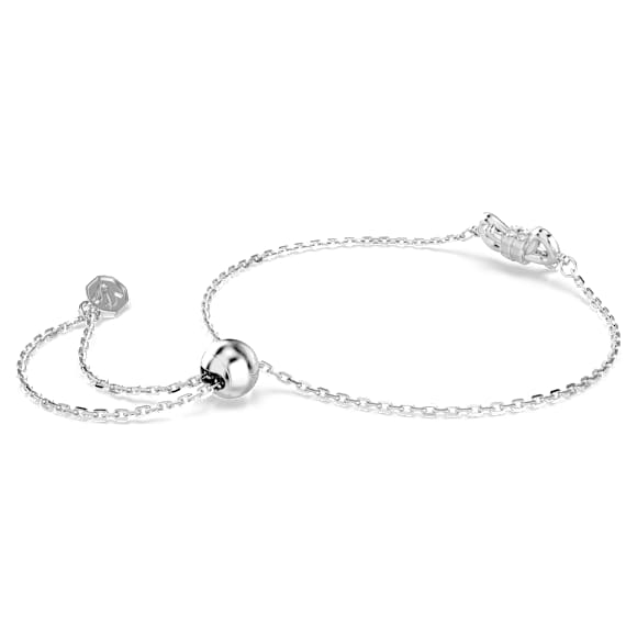 Lifelong bracelet, Pavé, Bow, White, Rhodium plated | Swarovski