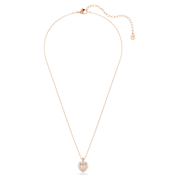 Pandantiv One, Tăietură inimă, Pavé, Inimă, Roz, Finisaj din aur roz de 18k - Swarovski, 5743580