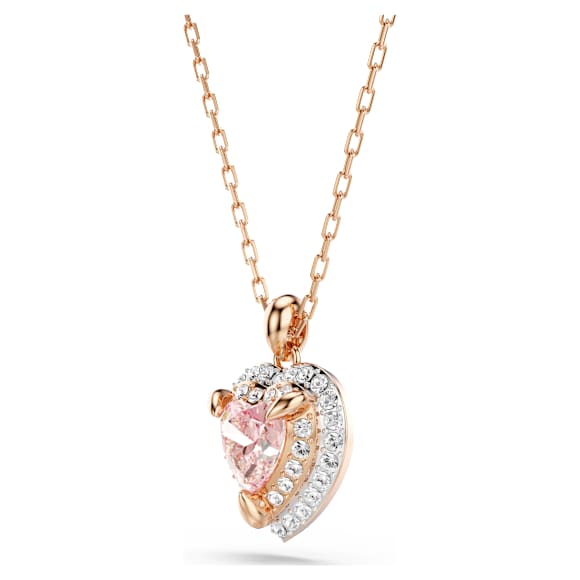 Obesek One, Rez v obliki srca, Pavé, Srce, Roza, V videzu rožnatega zlata 18K - Swarovski, 5743580