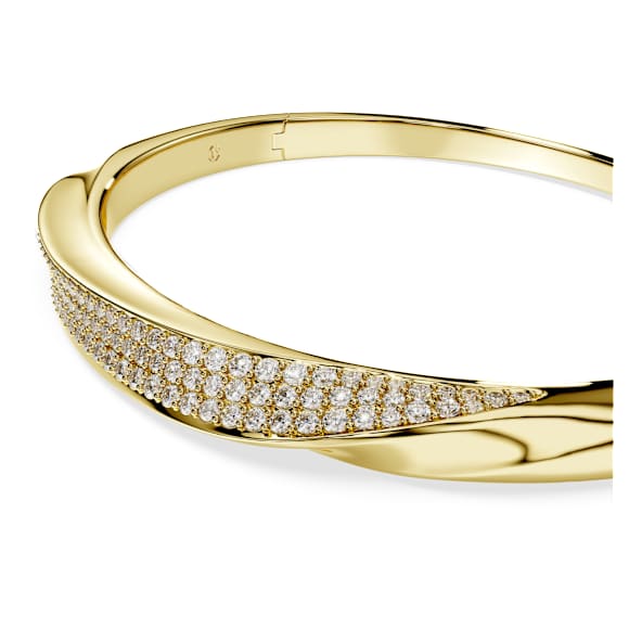 Swarovski Classica bangle, Round cut, White, Sterling silver, 18K gold finish - Swarovski, 5743629