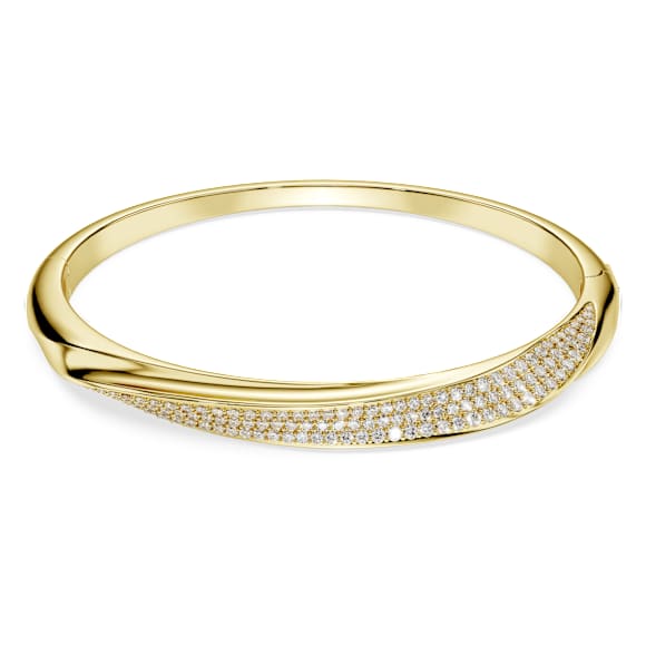 Swarovski Classica bangle, Round cut, White, Sterling silver, 18K gold finish - Swarovski, 5743631