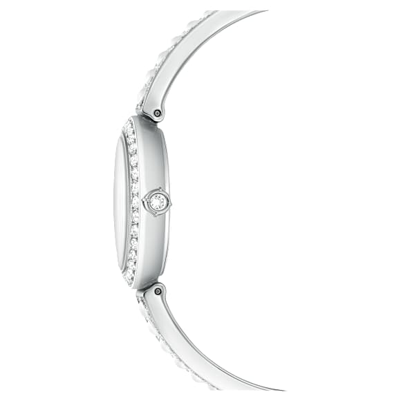Matrix pearl bangle Uhr, Schweizer Produktion, Kristallarmband, Weiß, Edelstahl - Swarovski, 5743680