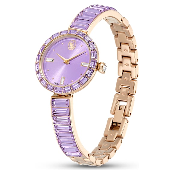 Matrix bangle ウォッチ, スイス製, クリスタルを使ったブレスレット, パープル, シャンパンゴールドトーン仕上げ - Swarovski, 5743713