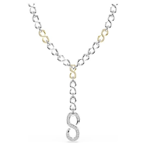 Šňůrkový náhrdelník Dextera, Kulatý výbrus, Bílý, Povrchová úprava použitím směsi kovů - Swarovski, 5743785