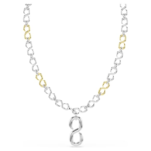 Colar longo Dextera, Lapidação redonda, Branco, Acabamento de combinação de metais - Swarovski, 5743785