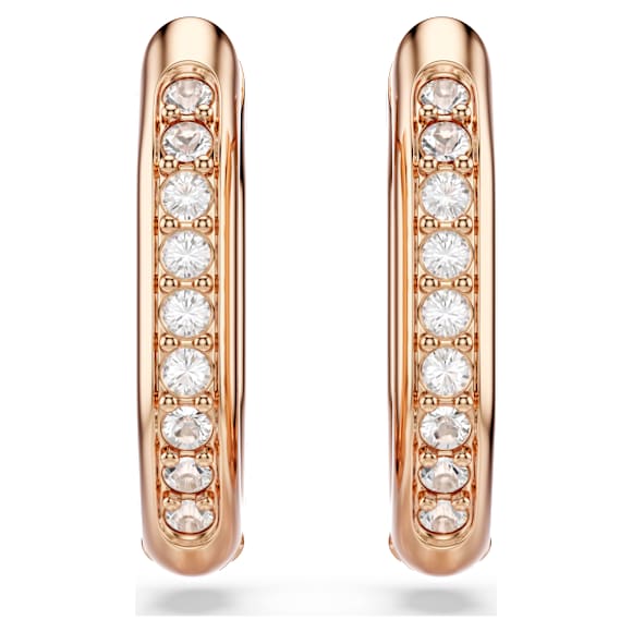 Dextera Kreolen, Achteckform, Rundschliff, Klein, Weiß, 18K Roségoldbeschichtet - Swarovski, 5743798
