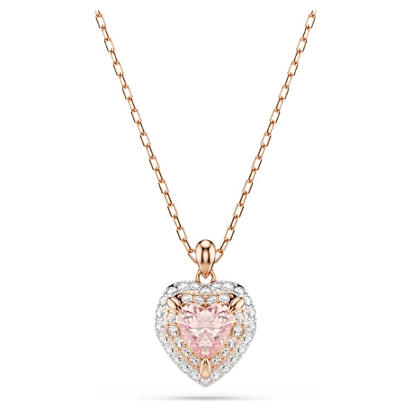 One 套裝, 心形切割，密鑲, 心形, 粉紅色, 18K 金（玫瑰金色）飾面 - Swarovski, 5743883