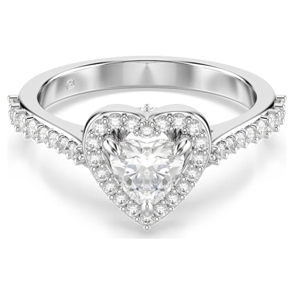 Anillo con motivo Una Angelic, Tallas mixtas, Corazón, Blanco, Baño de rodio - Swarovski, 5744047