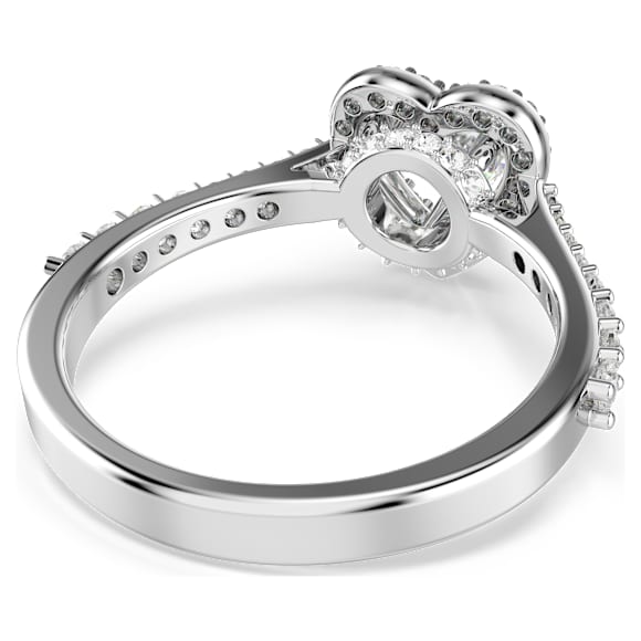 Una Angelic ring met motief, Verschillende slijpvormen, Hart, Wit, Rodium toplaag - Swarovski, 5744049