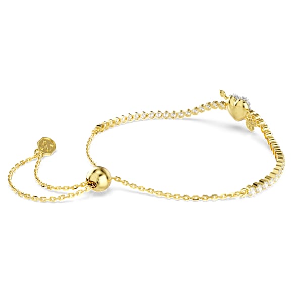 Braccialetto Idyllia, Taglio misto, Cuore con freccia, Bianco, Finitura oro 18K - Swarovski, 5744061